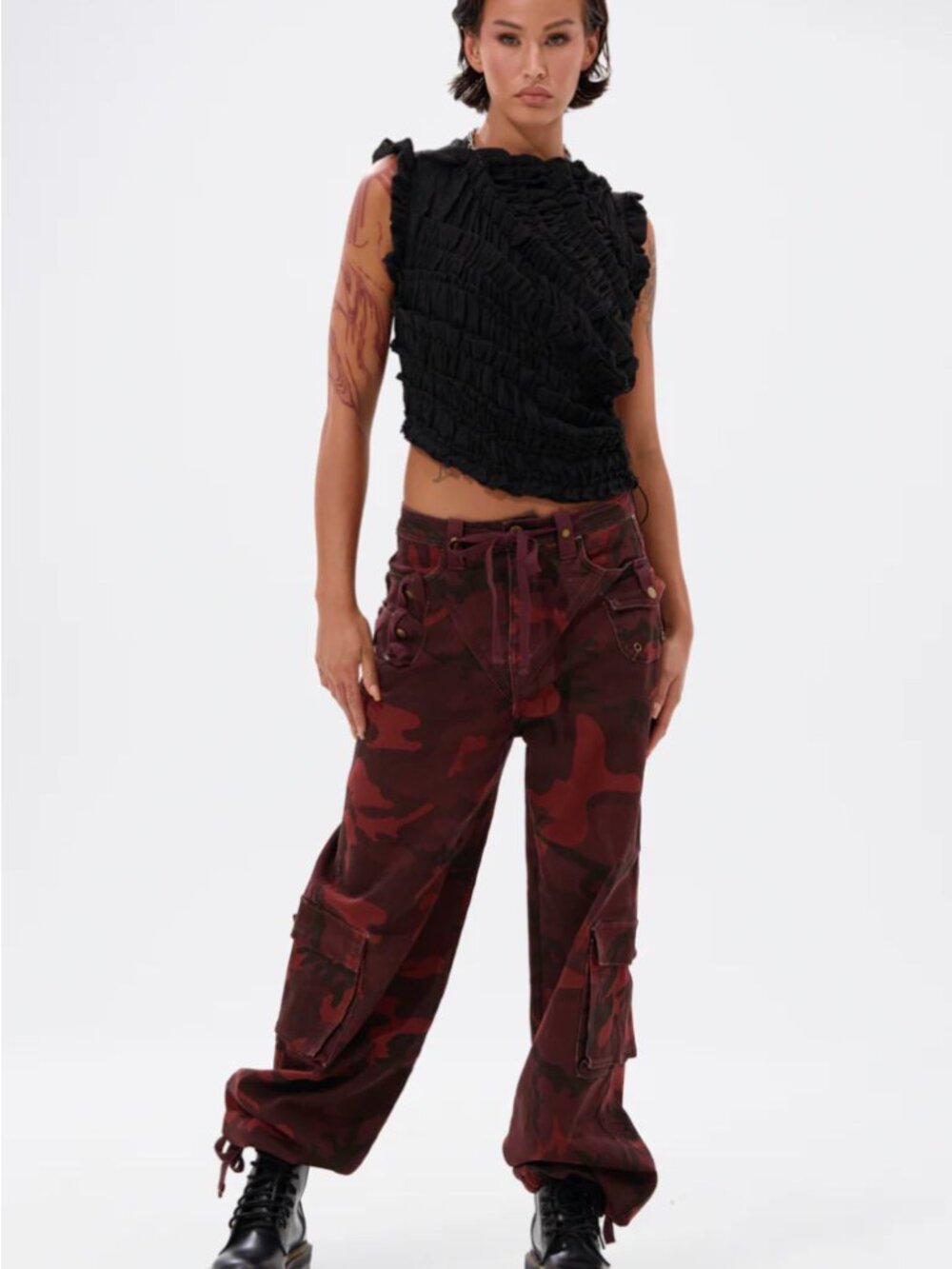NWT Akira Burgundy Camp Cargo Jogger Jeans Streetwear